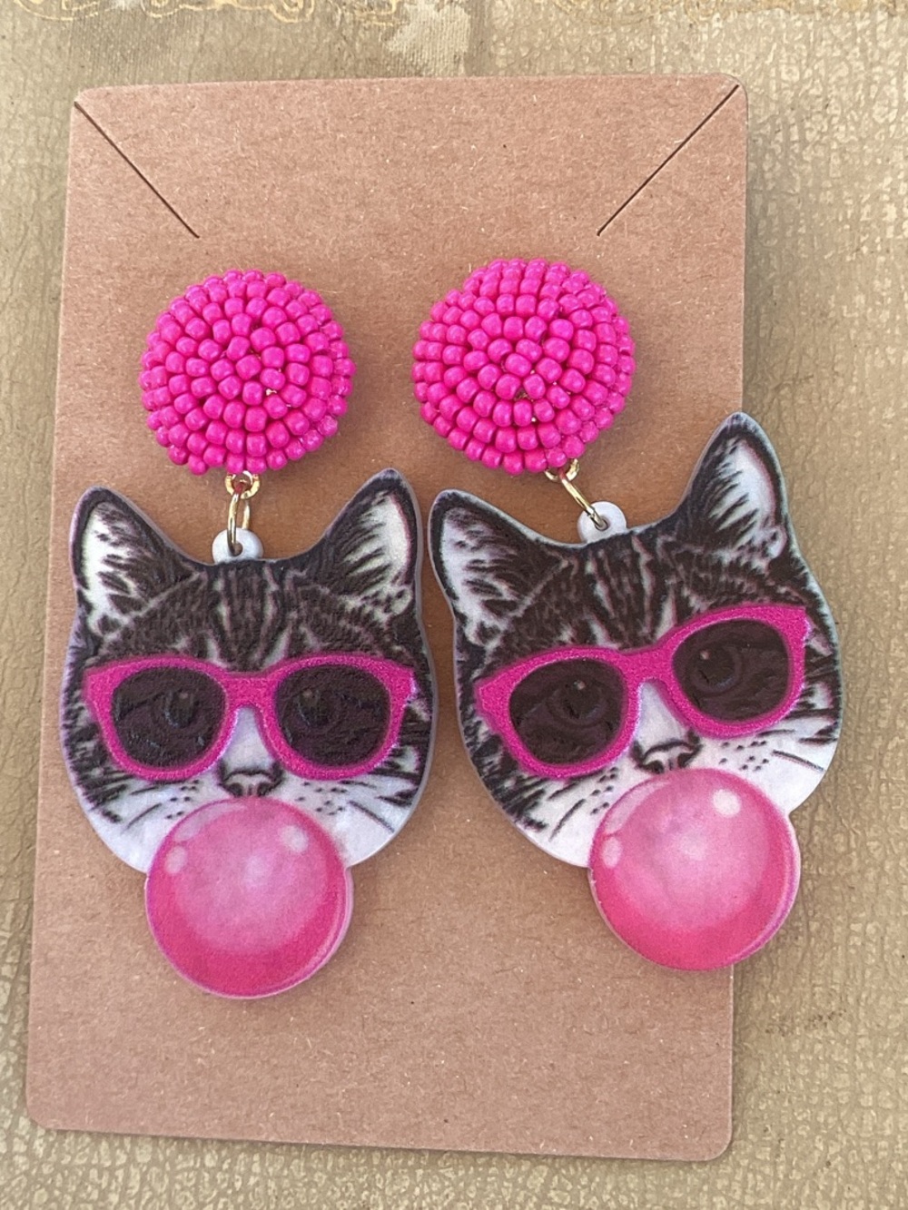 & Other Stories Pink Cat Bubblegum Drop Earrings